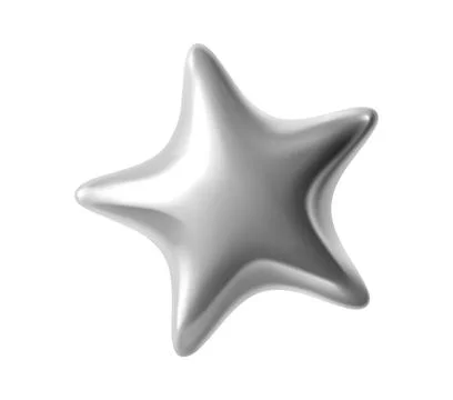 Silver metallic 3d five point star figure Stock Illustration