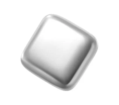 Silver metallic 3d rounded square realistic figure Stock Illustration