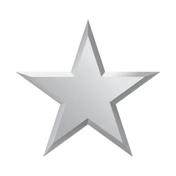 Silver Metallic 3D Star Icon Isolated on White Background Rating Award Symbol 스톡 일러스트