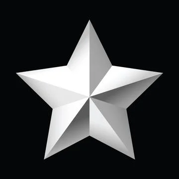 Silver Metallic 3D Star Icon Isolated on black Background Rating Award Symbol Stock Illustration