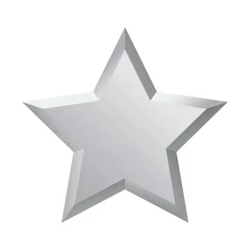 Silver Metallic 3D Star Icon Isolated on White Background Rating Award Symbol Stock Illustration