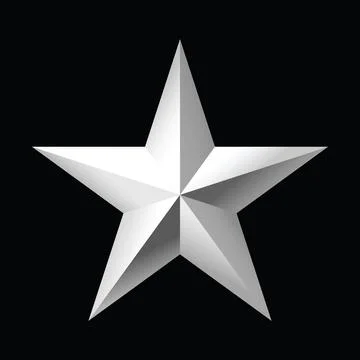 Silver Metallic 3D Star Icon Isolated on black Background Rating Award Symbol 스톡 일러스트
