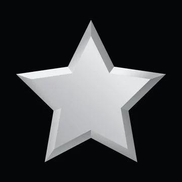 Silver Metallic 3D Star Icon Isolated on black Background Rating Award Symbol Stock Illustration