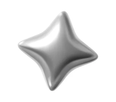 Silver metallic 3d thick star or light spark form Stock Illustration