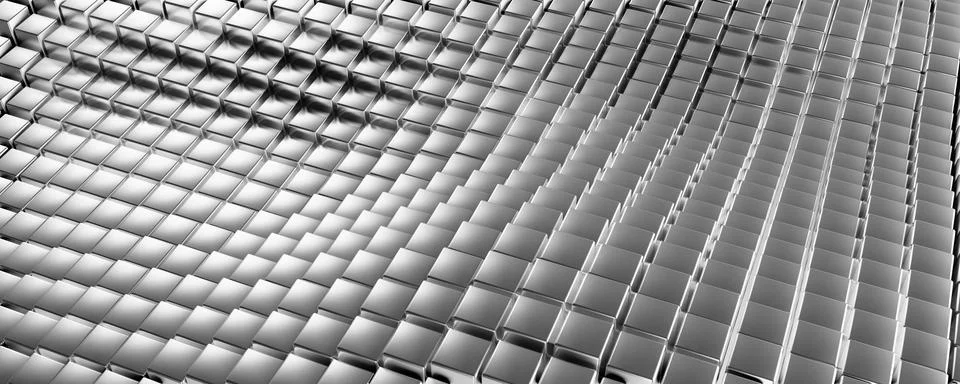 Silver metallic abstract cube background with light effect. Structure of la.. Stock Photos