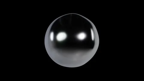 Silver Metallic Bubble Breathing Loop - Chrome Sphere on Black Background Stock Footage 340406468