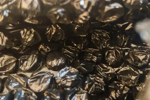 Silver metallic bubble wrap thermal insulation texture Stock Photos