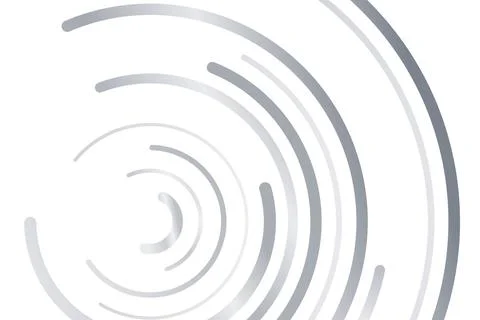 Silver metallic concentric circles flow across white space for elegant corp.. Stock Illustration