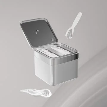 Silver metallic flip cap cream container, Square skincare Jar Illustrazione stock