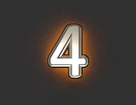Silver metallic font - number 4 isolated Stock Illustration