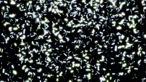 Silver metallic glittering confetti falling down looping 3D animation with alpha Stock Footage 163669784