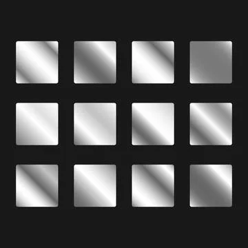 Silver metallic gradient set. Brilliant shape metal background. Glossy desi.. Stock Illustration
