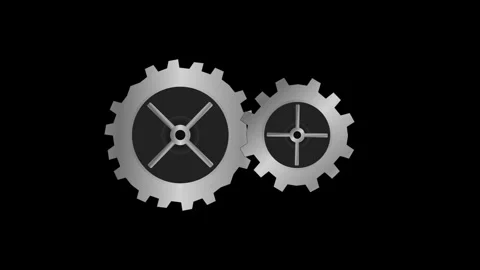 Silver Metallic Industrial Gears Meshing and Rotating in Continuous Mechani.. Stock Footage 346202223