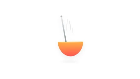 Silver Metallic Ladle Scooping Hot Orange Soup with Rising Steam and Liquid.. Видео 346007052