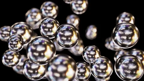 Silver metallic morphing and moving molecules looping 3D animation with alpha Stock Footage 174181269