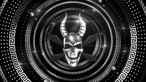 Silver Metallic Skull Ornament Background Vidéo 346540109