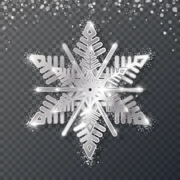 Silver metallic snowflake on a transparent background. Christmas New Year Stock Illustration