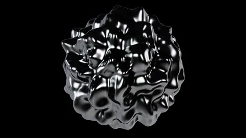 Silver Metallic Spiky Sphere Breathing Seamless Loop on Black Background 스톡 동영상 340406828