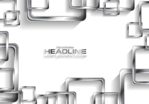Silver metallic squares on white background Illustrazione stock