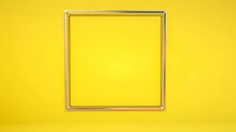 Silver metallic three-dimensional frames on a yellow background. 3d render il 스톡 일러스트