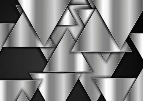 Silver metallic triangles abstract technology background Stock Illustration