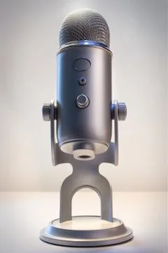 Silver Microphone on white background 库存照片