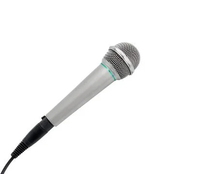 Silver microphone on white background Stock Photos