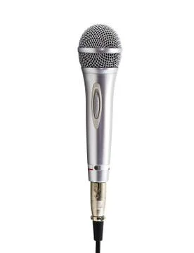 Silver microphone in white Stock Photos