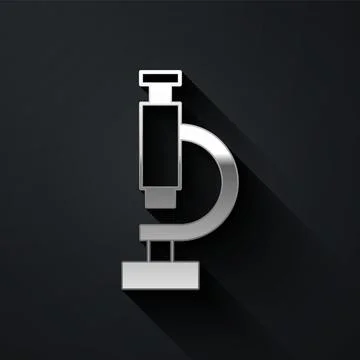 Silver Microscope icon isolated on black background. Chemistry, pharmaceuti.. Stock Illustration