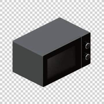 Silver Microwave Left Isometric View 3D Render Illustration Stock Illustration