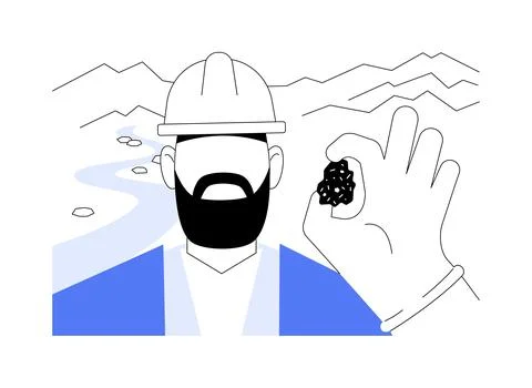 Silver mining abstract concept vector illustration. Stock Illustration