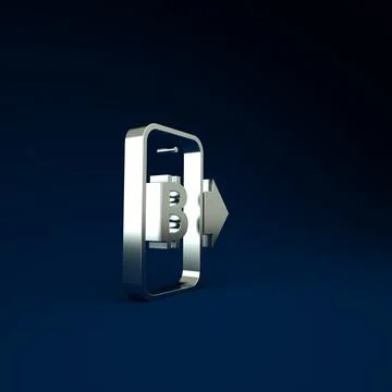 Silver Mining bitcoin from mobile icon isolated on blue background. Cryptocur Stock Illustration