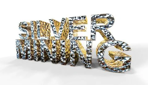 Silver Mining written 3d illustration on a white background Иллюстрация