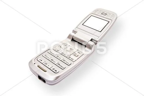 Silver mobile phone on white Stock Photos