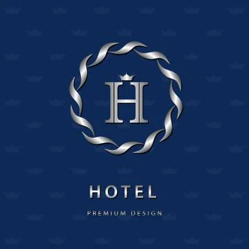 Silver Monogram design template. Elegant logo sing H Stock-Illustration