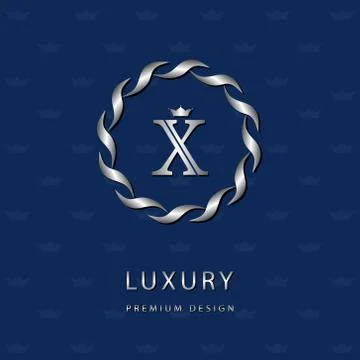 Silver Monogram design template. Elegant logo sing X Stock Illustration