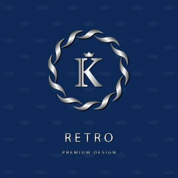 Silver Monogram design template. Elegant logo sing K Stock-Illustration