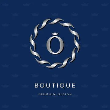 Silver Monogram design template. Elegant logo sing O Stock-Illustration