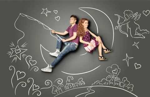 On a silver moon. Stock Photos