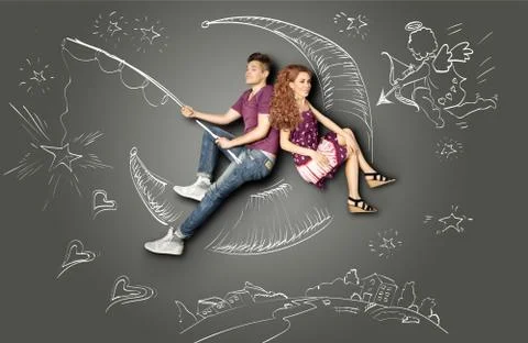 On a silver moon. Stock Photos