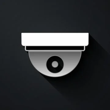 Silver Motion sensor icon isolated on black background. Long shadow style Stock Illustration