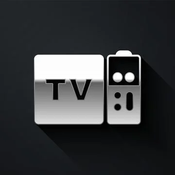 Silver Multimedia and TV box receiver and player with remote controller icon  스톡 일러스트