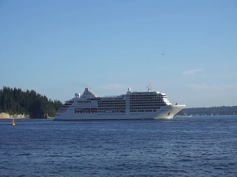 Silver Muse cruise ship from Silversea Cruises ultra-luxury cruise line. Stock Footage 114737759