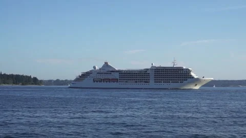 Silver Muse cruise ship from Silversea Cruises ultra-luxury cruise line. Stock Footage 252114371