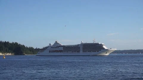 Silver Muse cruise ship from Silversea Cruises ultra-luxury cruise line Stock Footage 252174059
