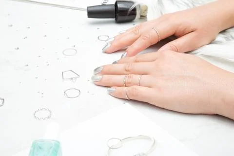 Silver-nails   Stock Photos
