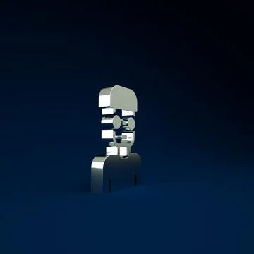 Silver Nerd geek icon isolated on blue background. Minimalism concept. 3d ill Stock Illustration