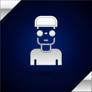 Silver Nerd geek icon isolated on dark blue background. Vector Illustrazione stock