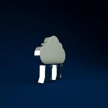 Silver Network cloud connection icon isolated on blue background. Social tech Stock Illustration