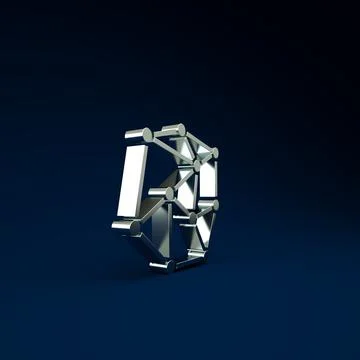 Silver Neural network icon isolated on blue background. Artificial Intelligen Stock Illustration